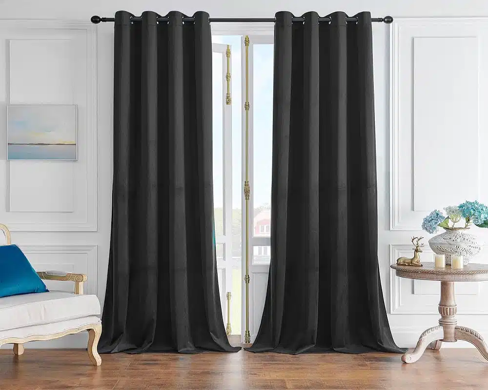 window black curtains