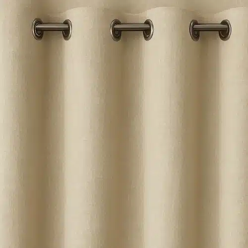 Beige eyelet curtains