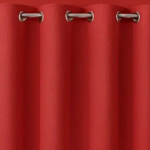Red eyelet curtains