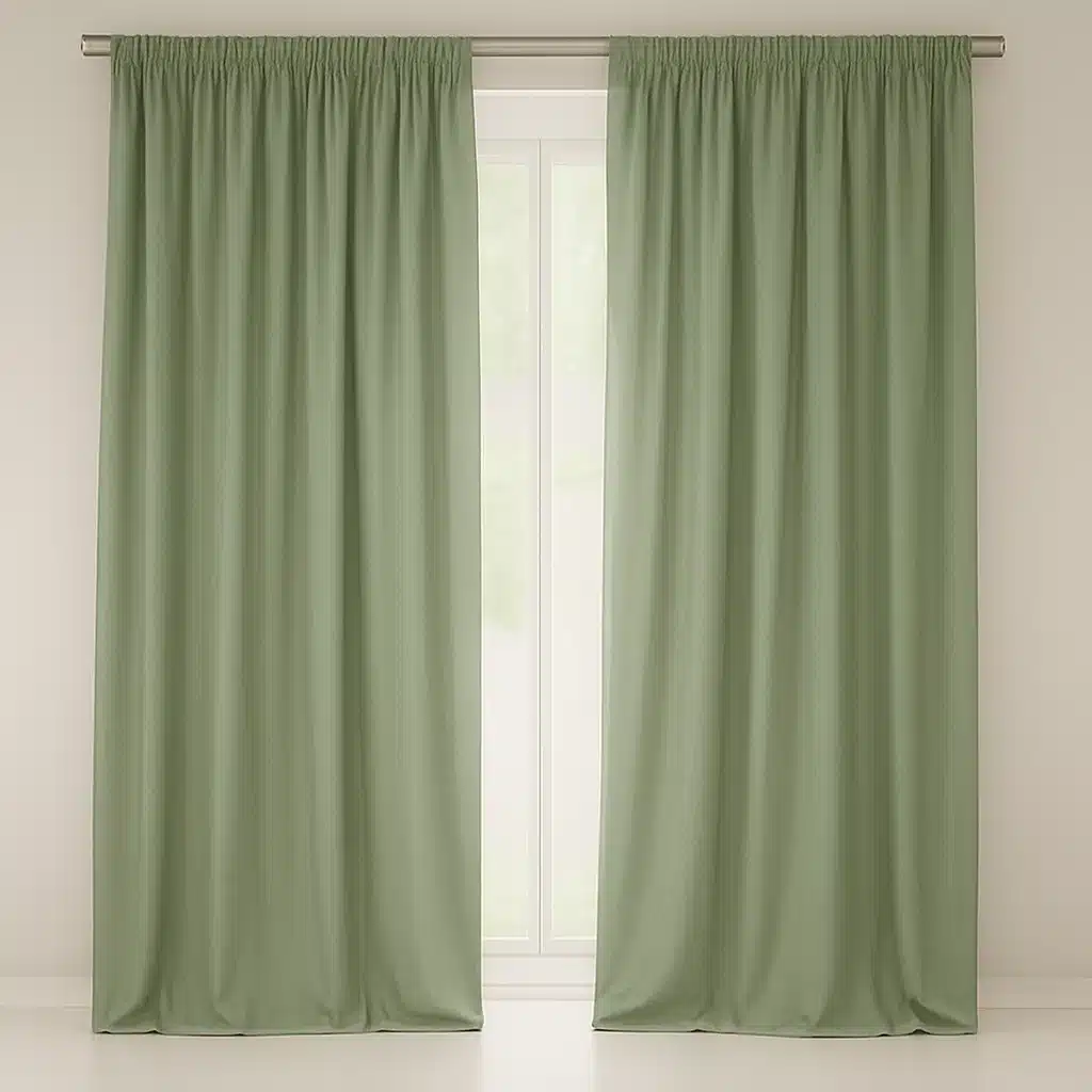 green blackout curtains