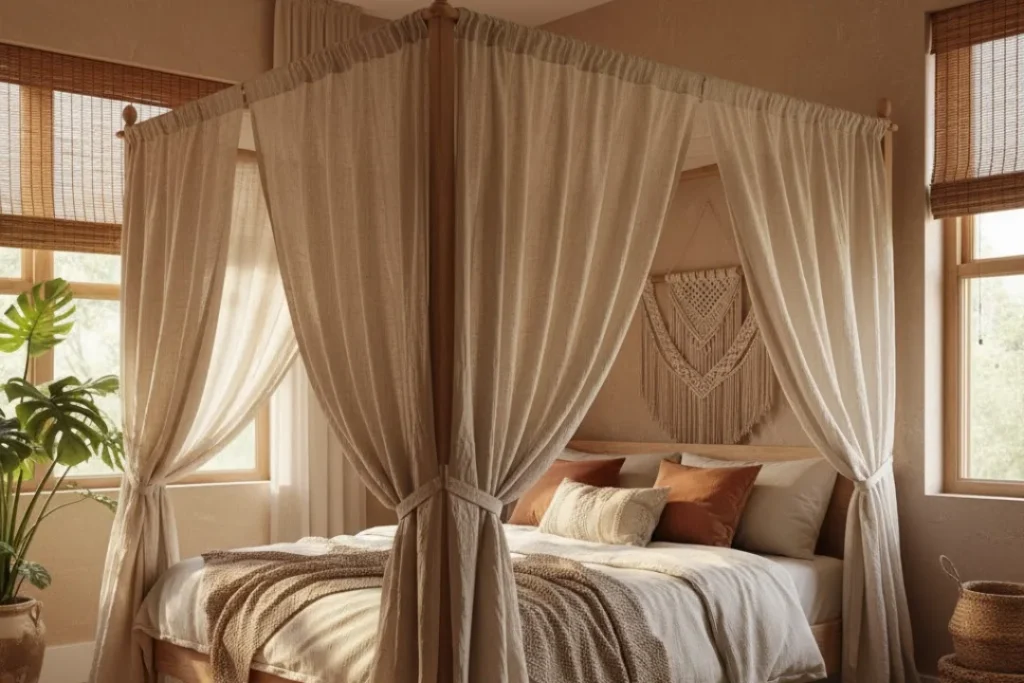 velvet canopy bed curtains
