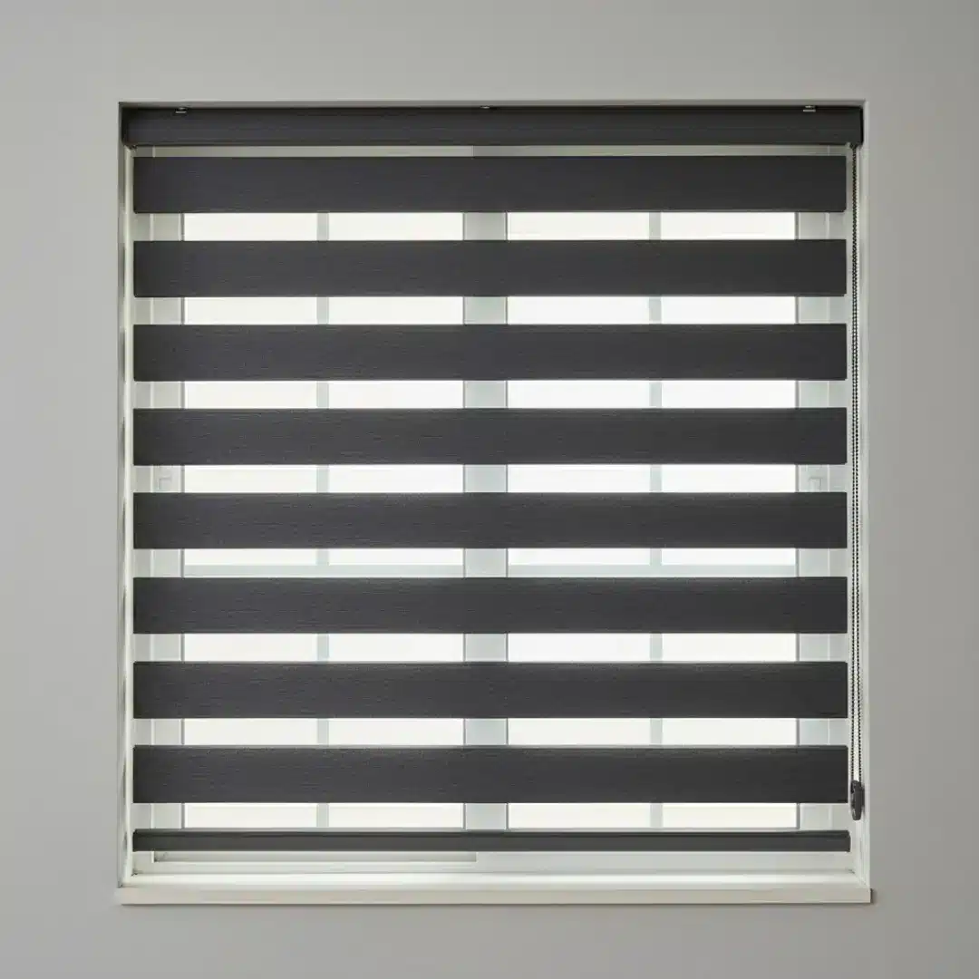 Charcoal Gray Zebra Blinds