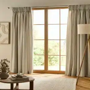Beige Pinch Pleat Linen Curtains