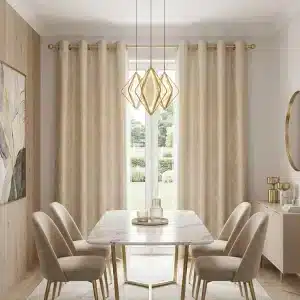 Champagne Jacquard Eyelet Curtains