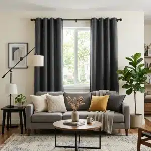 Charcoal Grey Grommet Blackout Curtain