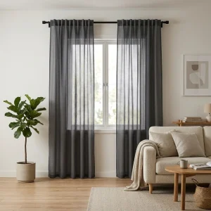 Charcoal Voile Sheer Curtain