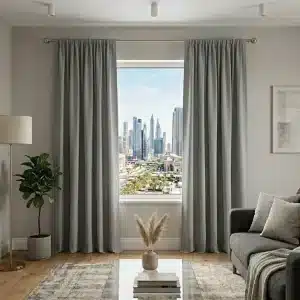 Classic Grey Cotton Window Curtain
