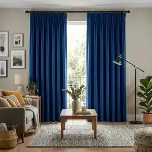 Cobalt Blue Pleated Blackout Curtain