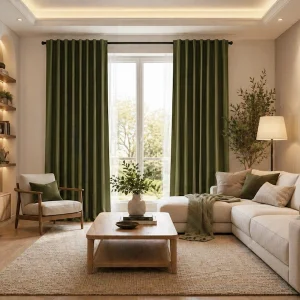 Heavyweight Soundproof Blackout Curtains Vintage Green