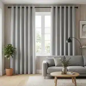 Light Grey Cotton Eyelet Curtain