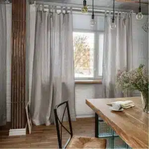 Light Grey Linen Loop Top Curtain