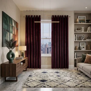 Luxury Maroon Living Curtain