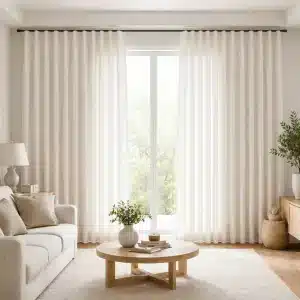 Modern White S-Fold Linen Curtain