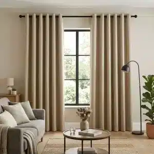Natural Beige Eyelet Blackout Curtain
