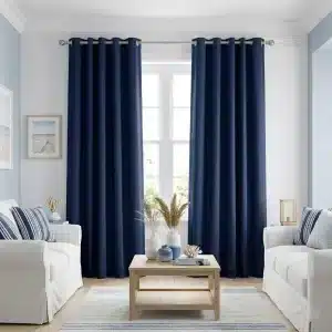 Navy Blue Cotton Window Curtain