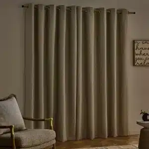 Olive Green Eyelet Linen Curtains