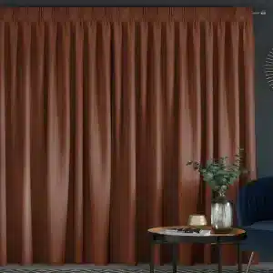 Rust Orange Pinch Pleat Linen Curtains