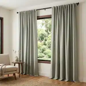 Textured Light Grey Cotton Window Curtain