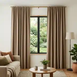 Warm Taupe Cotton Window Curtain