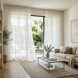 White Sheer Sliding Door Curtain