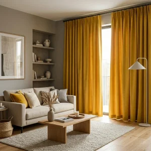 Yellow Soundproof Blackout Curtain
